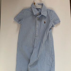 Light blue Ralph Lauren cotton gingham 18 m romper